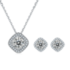 Deluxe square bag S925 silver plated platinum Moissanite diamond pendant earring set 4